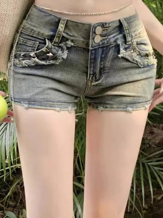 Low-Rise Denim Shorts