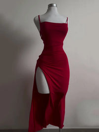 Midnight Lace-Up Backless Maxi Dress