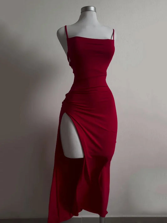 Midnight Lace-Up Backless Maxi Dress