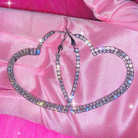 Peach Heart Y2K Crystal Hoops