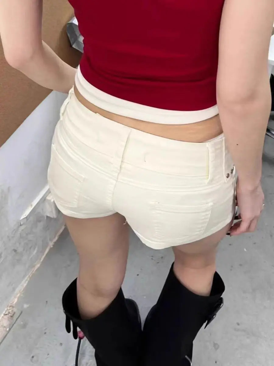 White Riot Riveted Denim Shorts