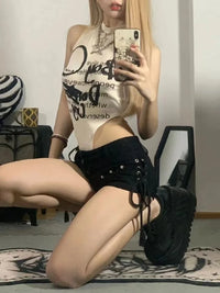 American Retro Lace-Up Skinny Shorts