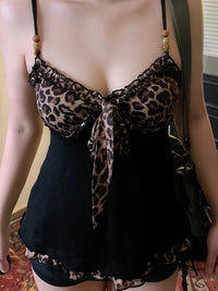 Leopard Lace-Up Crop Tank