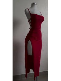 Midnight Lace-Up Backless Maxi Dress