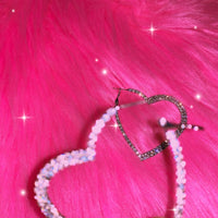 Peach Heart Y2K Crystal Hoops