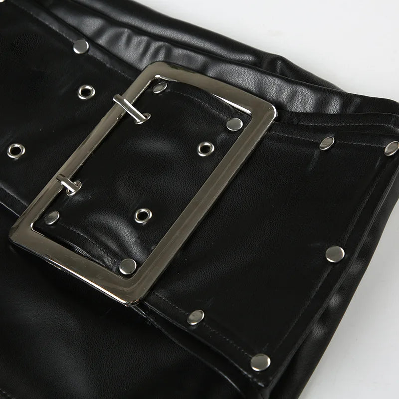 Spice Girl Rivet Low-Rise Leather Shorts