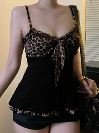 Leopard Lace-Up Crop Tank