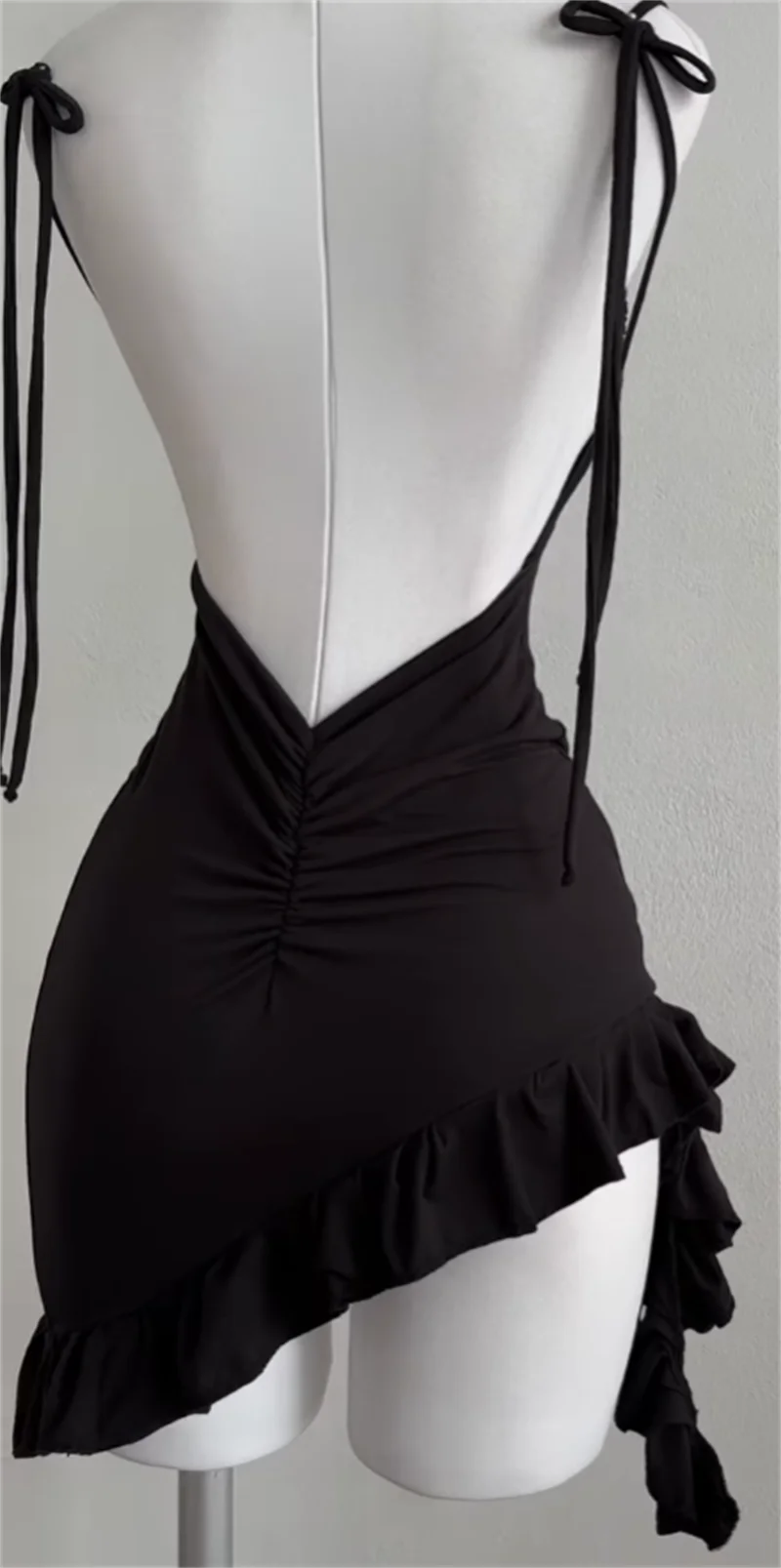 Ruffle Siren Lace-Up Mini Dress