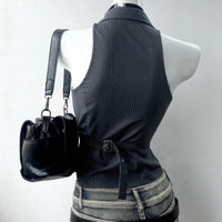 90s Goth Stripe Lace-Up Tee