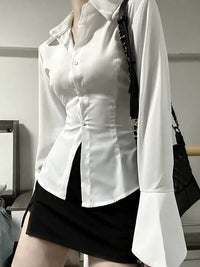 Soft Siren Flare-Sleeve Blouse