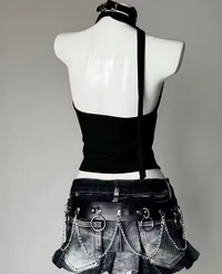 Japanese Gothic Slash-Neck Backless Tank