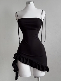 Ruffle Siren Lace-Up Mini Dress