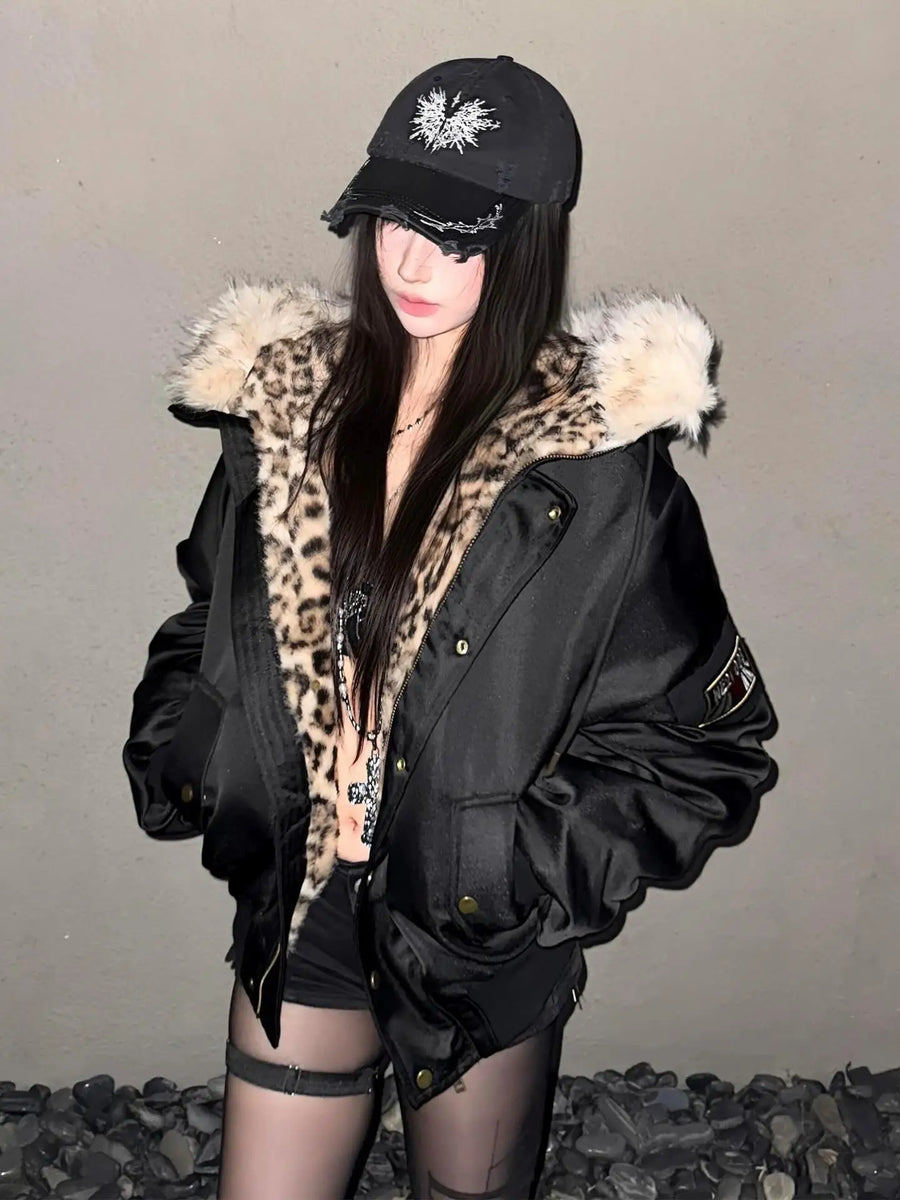Leopard Riot Y2K Plush Jacket