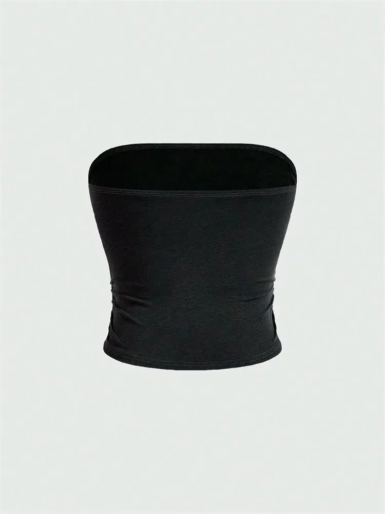 Women Gothic Print Tube Top Summer Y2K Clothes Sleeveless Off the Soulder Crop Top Streetwear