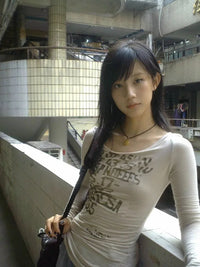 Japanese Trashy Letter Long-Sleeve Tee