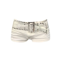 White Riot Riveted Denim Shorts