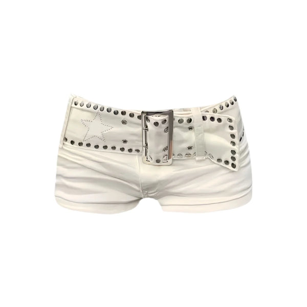 White Riot Riveted Denim Shorts
