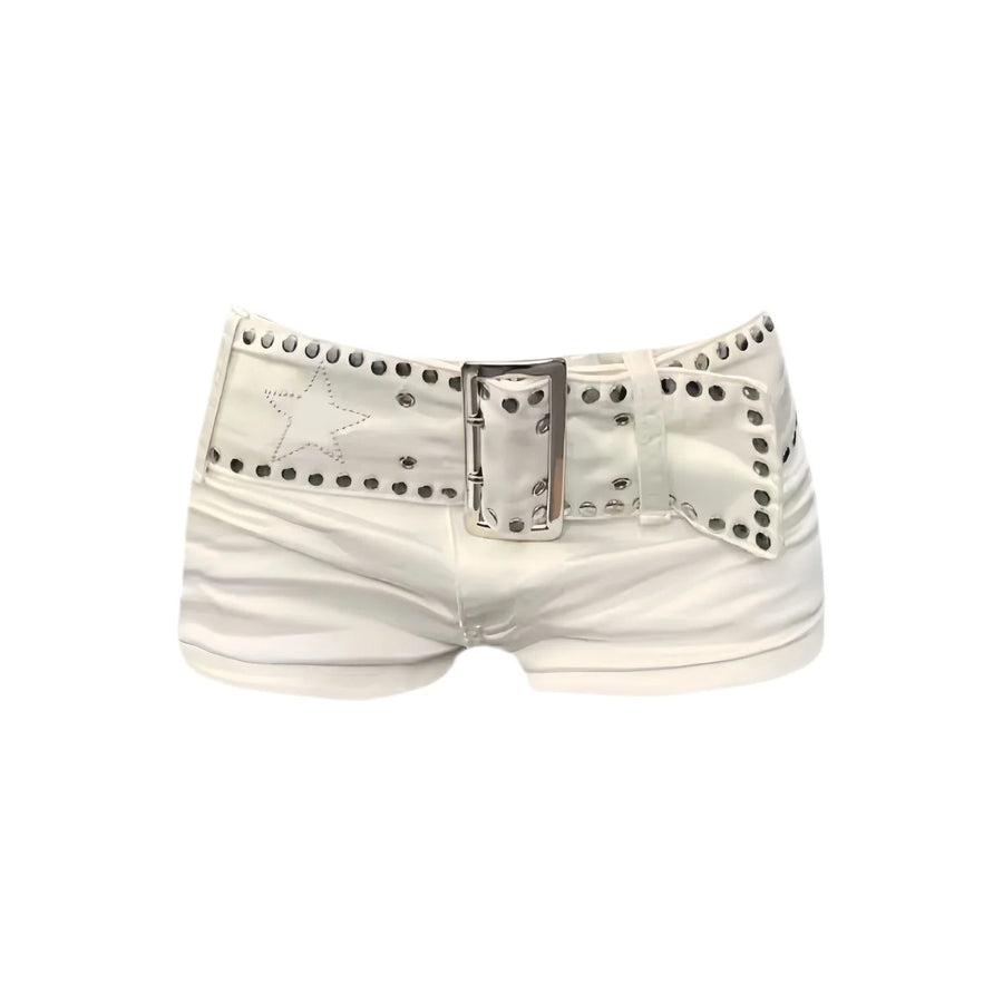 White Riot Riveted Denim Shorts