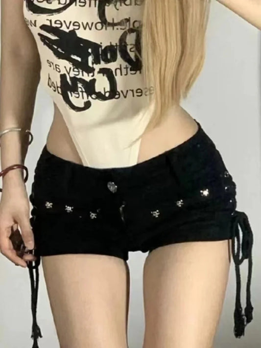 American Retro Lace-Up Skinny Shorts