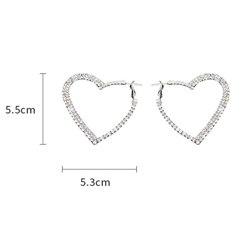 Peach Heart Y2K Crystal Hoops