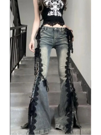 Lace-Up Flare Jeans