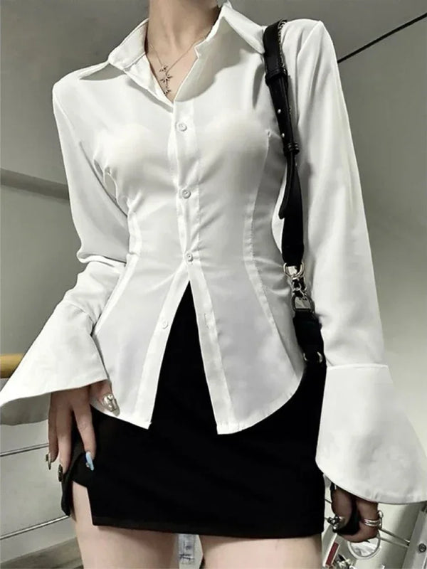 Soft Siren Flare-Sleeve Blouse