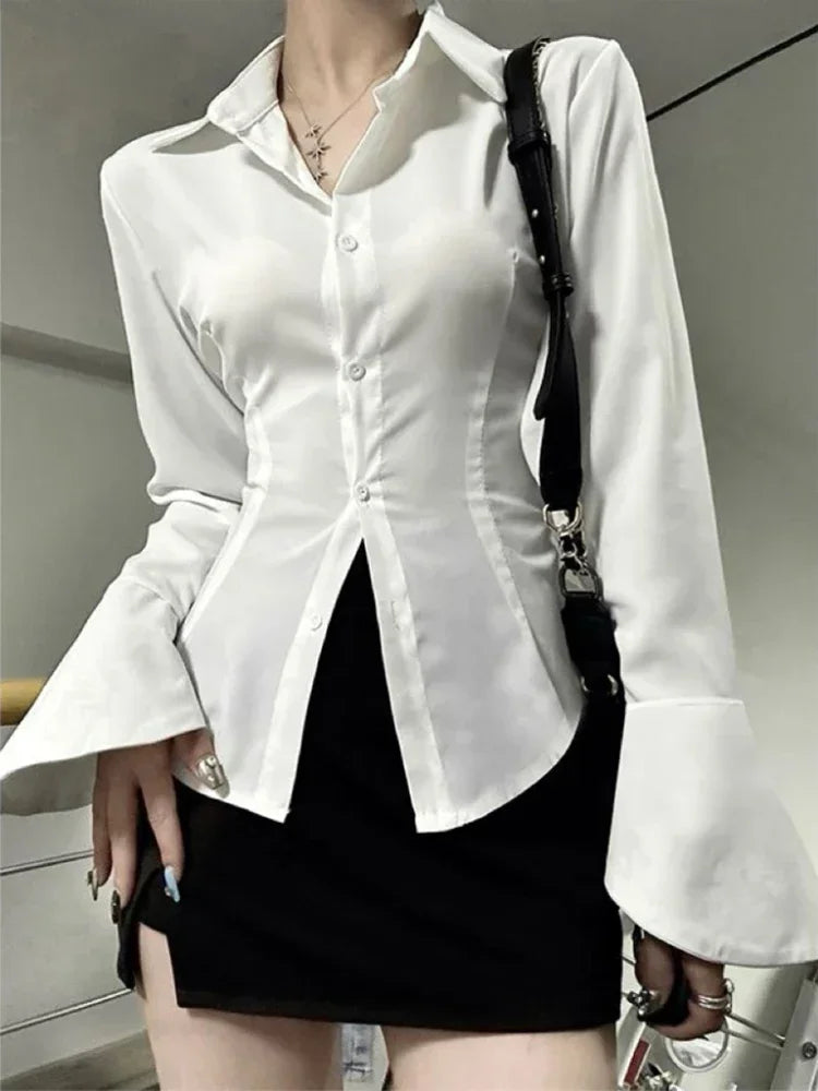 Soft Siren Flare-Sleeve Blouse