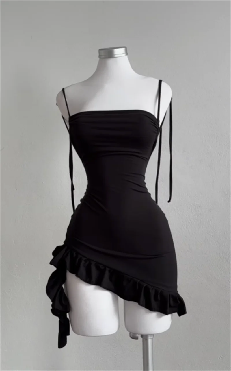 Ruffle Siren Lace-Up Mini Dress