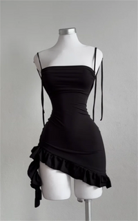 Ruffle Siren Lace-Up Mini Dress