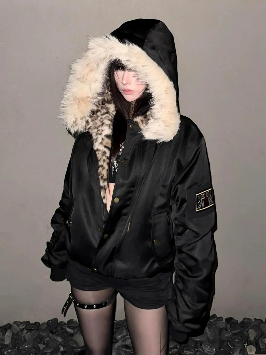 Leopard Riot Y2K Plush Jacket
