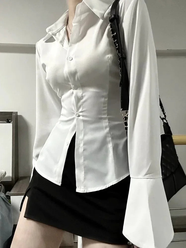 Soft Siren Flare-Sleeve Blouse