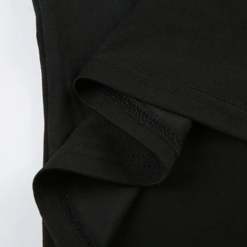 Gothic Print Black Tube Top Women Strapless Skinny Cropped Tops Summer Casual Chic Graphic Tees y2k Streetwear Vest Basic